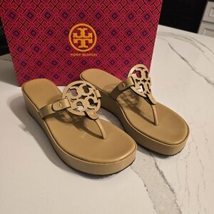 Tory Burch Platform Miller Wedge Sandals Size 8